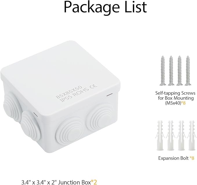 LeMotech Junction Box, ABS Plastic IP55 Water Resistant and Dustproof, - Image 8
