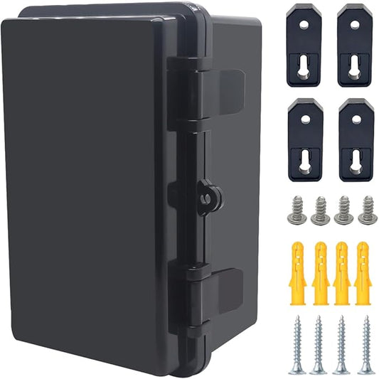 Junction Box, Hinged Black Cover IP67 Waterproof ABS Project Box by Otdorpatio
