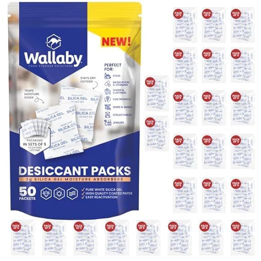 Wallaby 2 gram Food Safe Pure White Silica Gel Desiccant Dehumidifier Packs by WallabyGoods