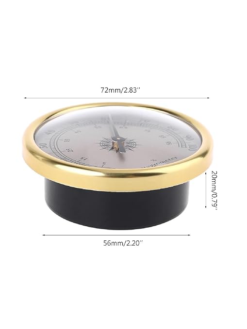 72mm Round Analog Hygrometer Gold Humidity Meter Gauge No Battery Needed - Image 2