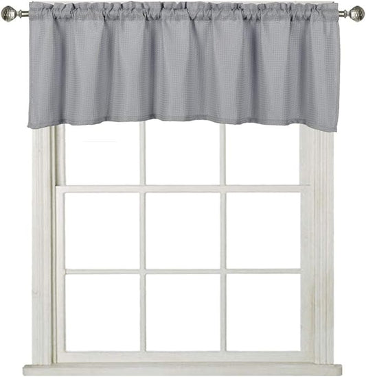 Home Queen Waffle Bathroom Window Curtain Valance, Short Straight Kitchen by HomeQueen
