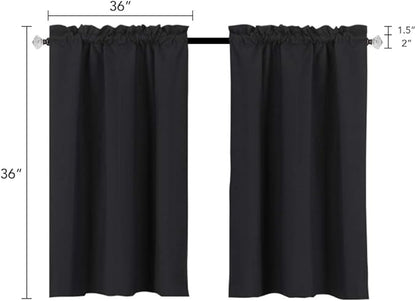 Easy Home 2 Panels Blackout Tier Curtain - Image 3