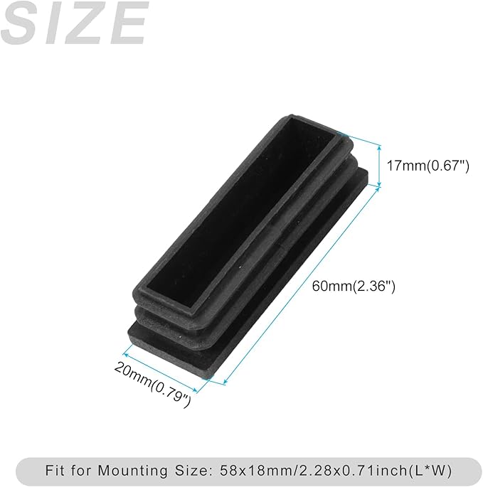 METALLIXITY Rectangle End Caps 12Pcs, Plastic Rectangle Tube Inserts Threaded - Image 2