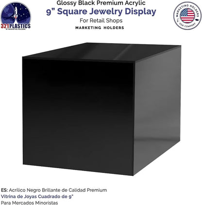 9 Inch Black Acrylic Display Box Counter Retail Merchandise Storage Bin No Lid - Image 5