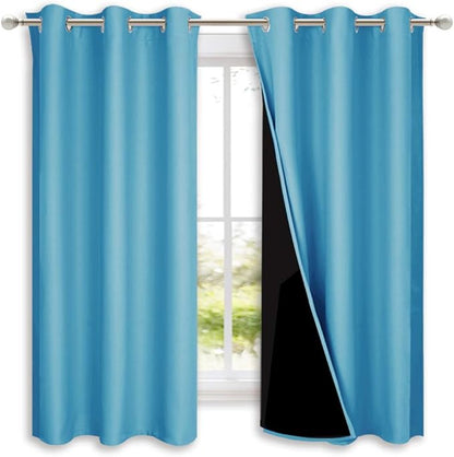NICETOWN 100% Blackout Curtains 54 inches Long, Teal Blue, 1 Pair, 42 inches by NICETOWN