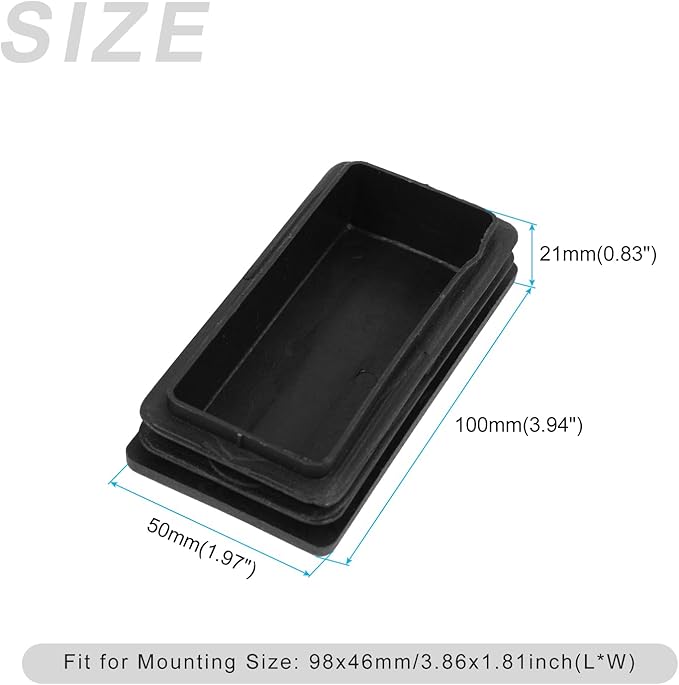METALLIXITY Rectangle End Caps 12Pcs, Plastic Rectangle Tube Inserts Threaded - Image 2