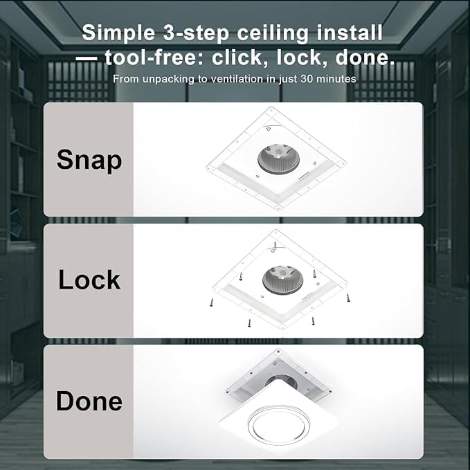 Bathroom Exhaust Fan with Light, 12 INCH, Upgraded Quiet Circular Vent Fans - Image 5