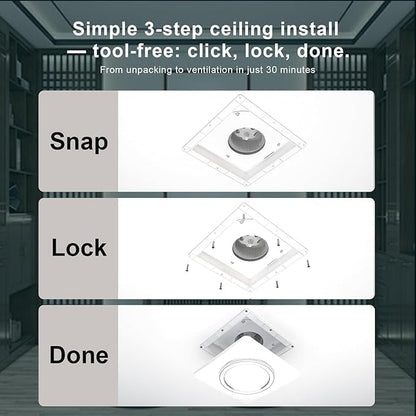 Bathroom Exhaust Fan with Light, 12 INCH, Upgraded Quiet Circular Vent Fans - Image 5