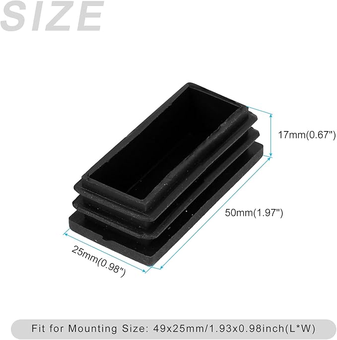 METALLIXITY Rectangle End Caps 4Pcs, Plastic Rectangle Tube Inserts Threaded - Image 2