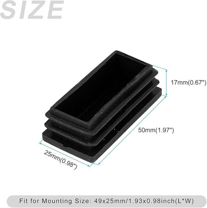 METALLIXITY Rectangle End Caps 4Pcs, Plastic Rectangle Tube Inserts Threaded - Image 2