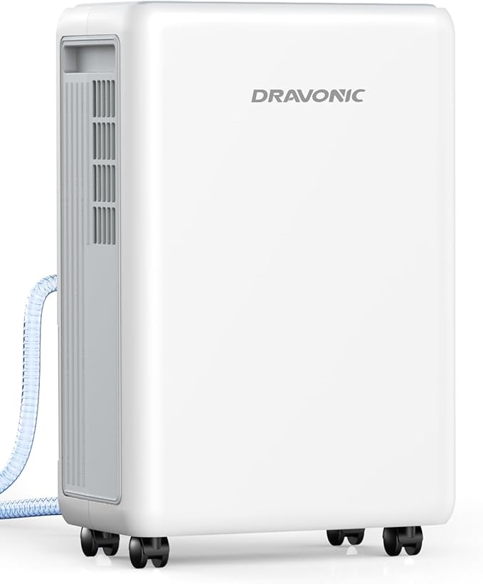 Dehumidifiers for Home with Drain Hose, Smart Humidity Control, 3 Modes for by Dravonic