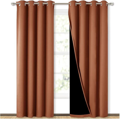 NICETOWN Burnt Orange 100% Blackout Window Curtain Panels, Heat and Cold by NICETOWN