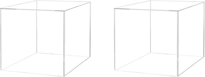 2 Pack 16 Inch Clear Acrylic Display Box Versatile Square One Piece No Lid by MarketingHolders
