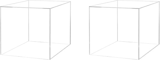 2 Pack 16 Inch Clear Acrylic Display Box Versatile Square One Piece No Lid by MarketingHolders
