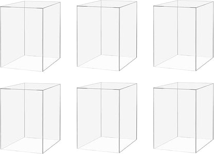 6 Pack Acrylic Display Riser Box Versatile 5 Sided No Lid Pedestal Merchandise by MarketingHolders