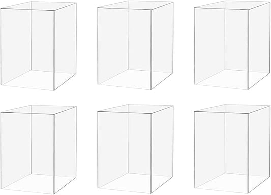 6 Pack Acrylic Display Riser Box Versatile 5 Sided No Lid Pedestal Merchandise by MarketingHolders