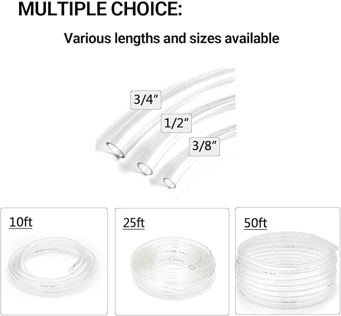 3/4’’ ID × 1’’ OD - 50 ft Clear Vinyl Tubing Flexible PVC Tube - Image 5