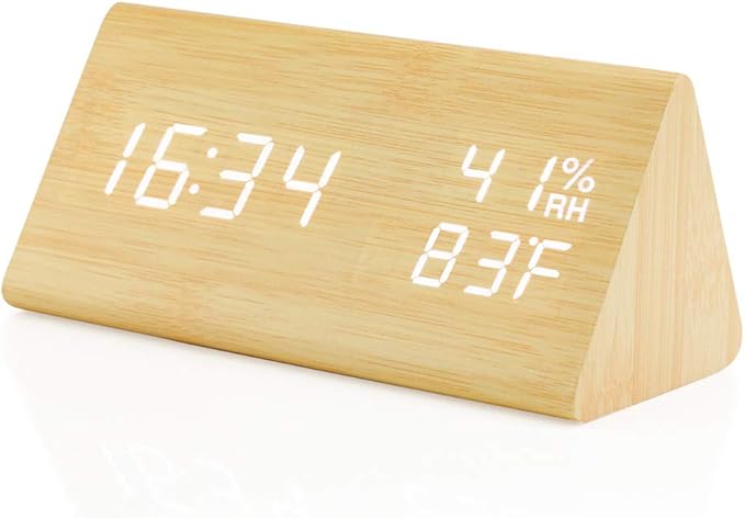 OCT17 Wooden Alarm Clock, Wood Alarm Clock Smart LED Digital Clock - Image 7