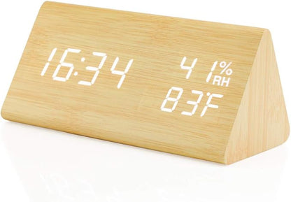 OCT17 Wooden Alarm Clock, Wood Alarm Clock Smart LED Digital Clock - Image 7