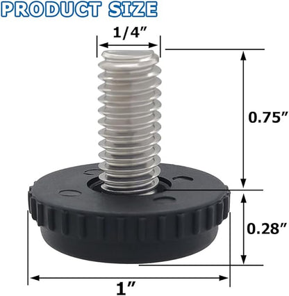 Hooshing 10PCS 1/4-20 Stainless Steel Adjustable Furniture Levelers Screw in - Image 2