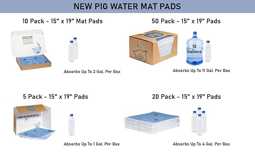 PIG Water Absorbent Mat | Reusable | 5 Pack | 15" W x 19" L | Absorbs up to 29 - Image 9