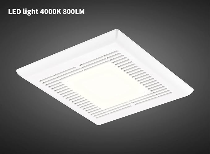 Tech Drive Bathroom Fan with Light 110 CFM, 1.2Sone No Attic access Needed - Image 3