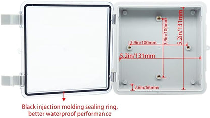 Junction Box, Hinged Clear Cover IP67 Waterproof ABS Project Box - Image 4