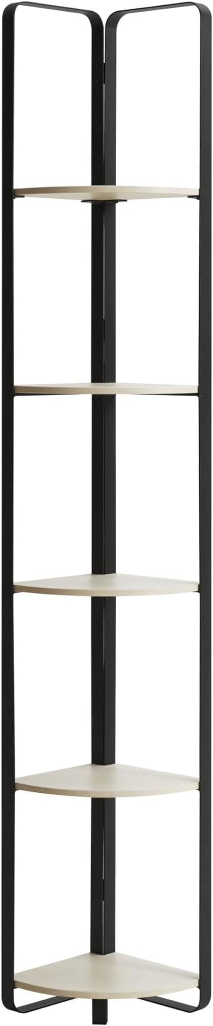 Furniture of America Leif Modern 5 Shelf Bookcase, Two-Tone Corner Bookshelf by FurnitureofAmerica