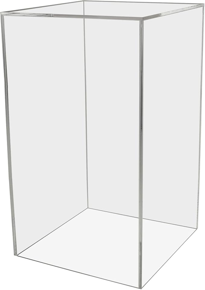 Clear Acrylic 12" x 12” x 19” Tall Display Box No Lid Hollow Pedestal 5 Sided by MarketingHolders