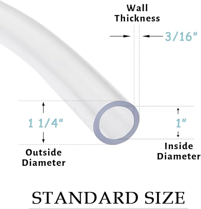 DAVCO 5ft x 1" Dia Clear Vinyl Tubing, Flexible Hybrid PVC Tubing Hose - Image 2