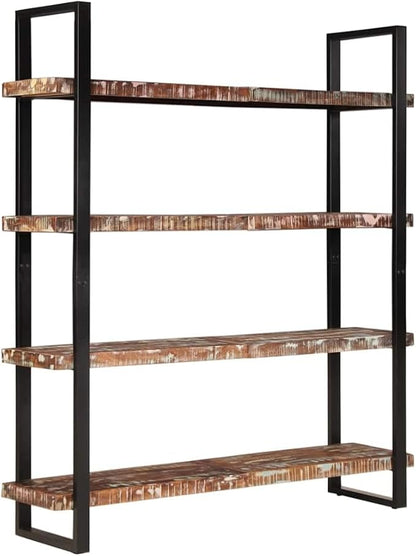 4-Tier Industrial Bookshelf 70.9 Inch Tall Solid Reclaimed Wood Storage Shelf - Image 7
