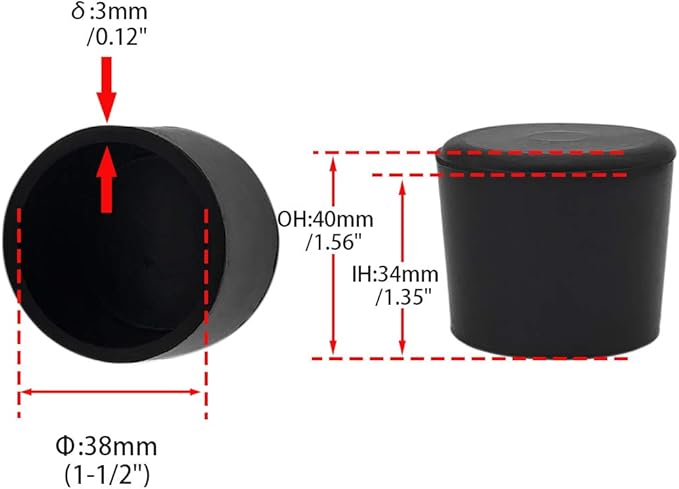 Flyshop 1-1/2", 38 mm, Patio Round Chair Leg Caps, Furniture Table Feet Covers - Image 2