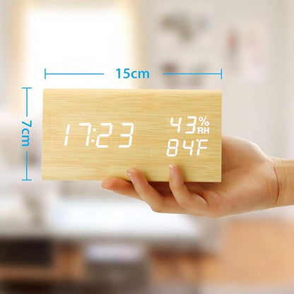 OCT17 Wooden Alarm Clock, Wood Alarm Clock Smart LED Digital Clock - Image 5