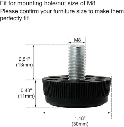 uxcell M8 x 13 x 30mm Furniture Glide Leveling Feet Adjustable Leveler Floor - Image 2