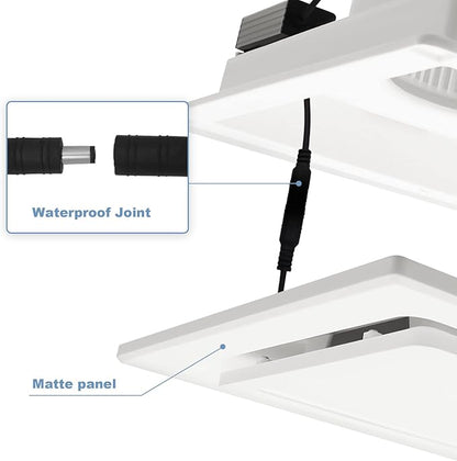 Bathroom Exhaust Fan with Light, Bathroom Fan with 6000K Square LED Combo - Image 5