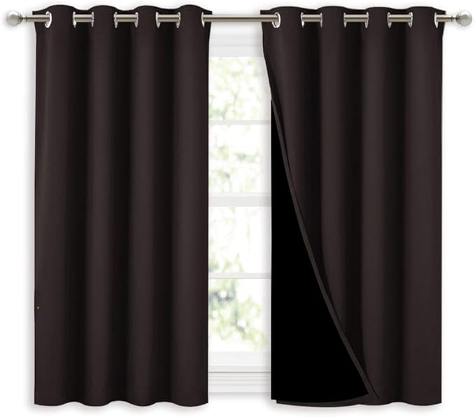 NICETOWN 100% Blackout Curtains 45 inches Length, 2 Thick Layers Completely by NICETOWN