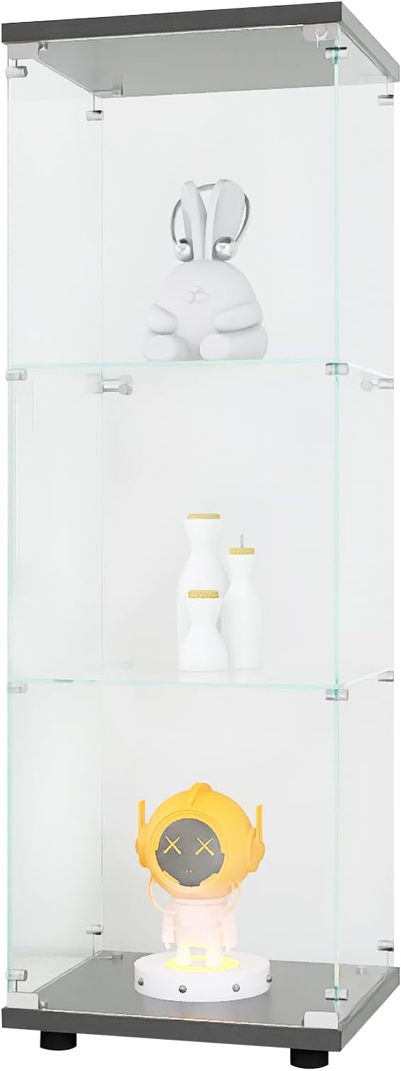 Yoluckea 3 Shelves Glass Display Cabinet - Image 9