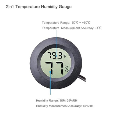 Veanic 2-Pack Mini Digital Round Hygrometer Thermometer Gauge - Image 3
