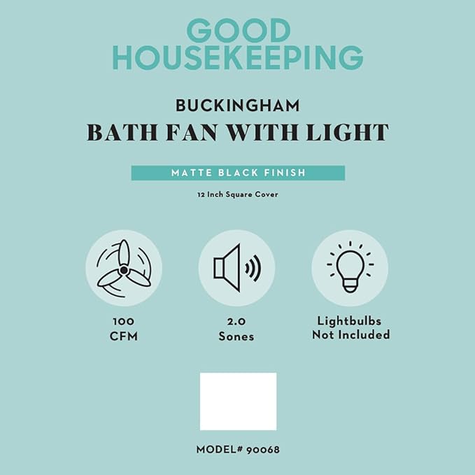 Good Housekeeping Buckingham 100 CFM 2.0 Sones Decorative Bathroom Ventilation - Image 3