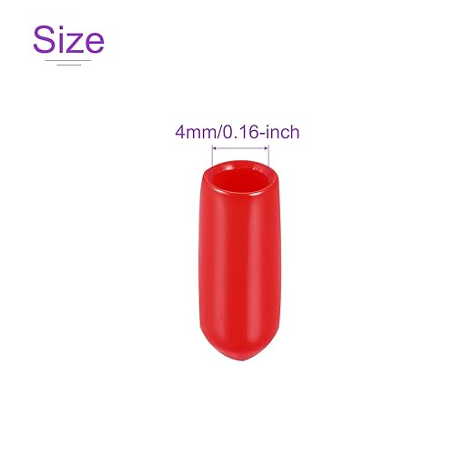 DMiotech 100 Pack 4mm ID Red Screw Thread Protectors Rubber End Caps Bolt Covers - Image 4