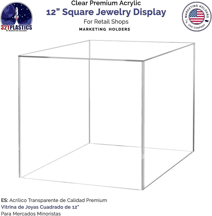 Marketing Holders 12 Inch Clear Acrylic Display Box Versatile Square Plexiglass - Image 5