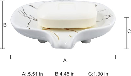 Ceramic Marble Texture Soap Dish, Self Draining Slot, Ceramic Self Draining - Image 4