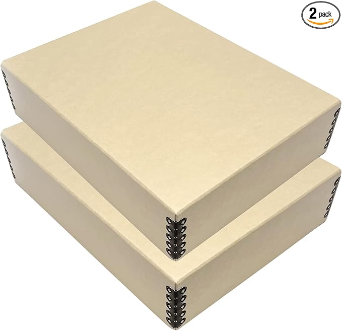 Lineco, 9x12 Tan Color Museum Archival Storage Box, Drop Front Design. Acid-Free by Lineco