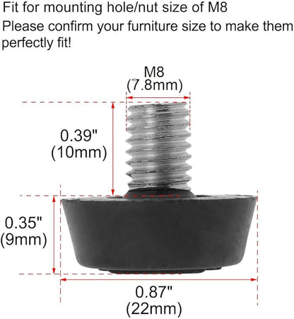 uxcell Metric M8 x 1.25 Furniture Glide Leveling Feet Adjustable Leveler Floor - Image 2