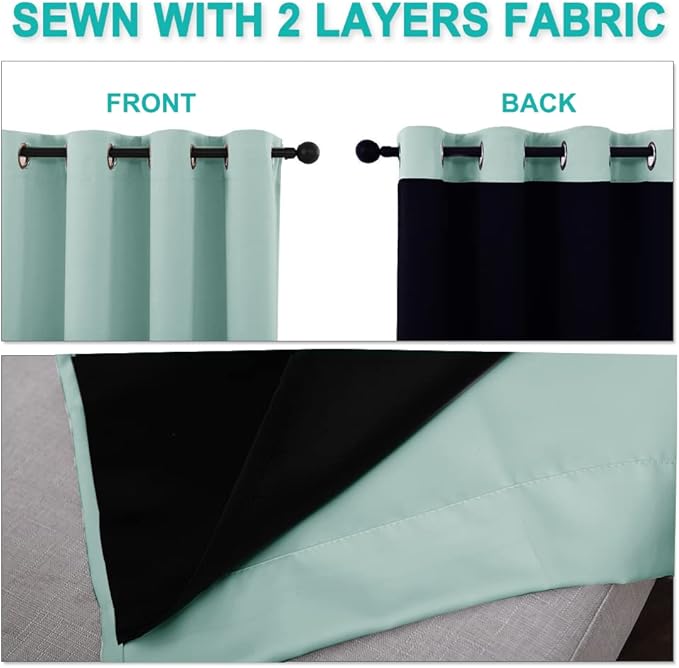 NICETOWN 100% Blackout Curtains 54 inches Long, Double-Deck Completely Blackout - Image 5