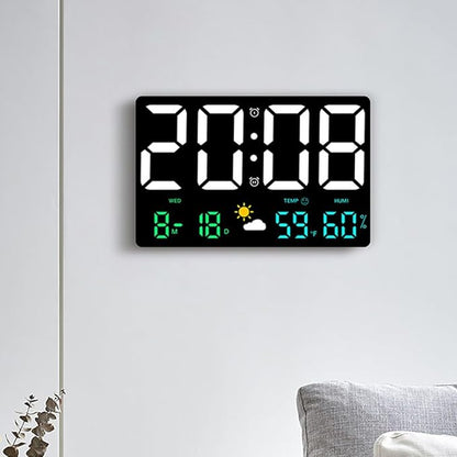 Large Digital Wall Clock with Temperature and Humidity Sensor Colorful Led - Image 7