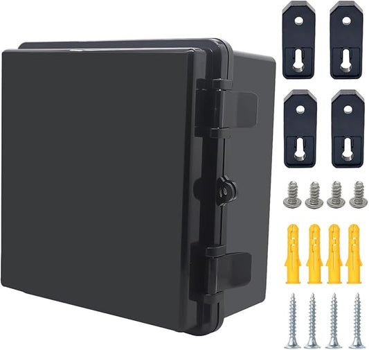 Junction Box, Hinged Black Cover IP67 Waterproof ABS Project Box by Otdorpatio
