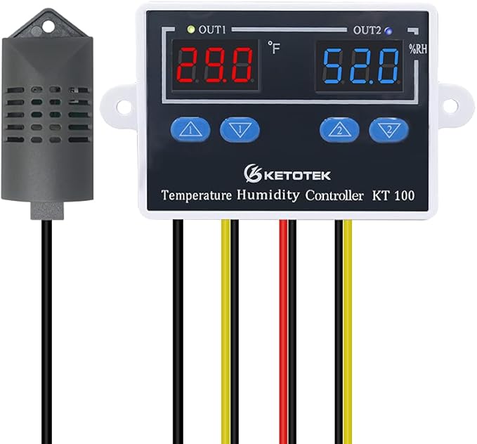 KETOTEK KT100 Humidity Temperature Controller 120V 10A Fahrenheit Digital by KETOTEK