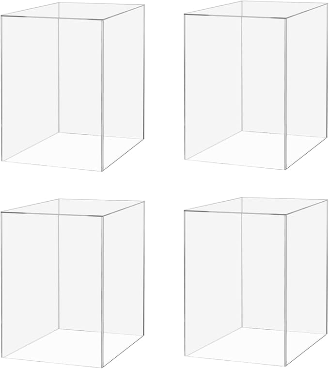 4 Pack Acrylic Cube Clear 6" x 6" x 9" Flower Vase Decorative Centerpiece Box by MarketingHolders