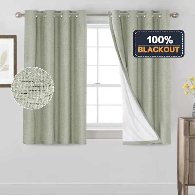 PrinceDeco Sage 100% Blackout Curtains 54" Long Blackout Curtains - Image 6